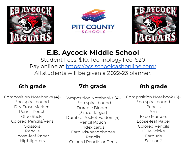  School Supply Lists